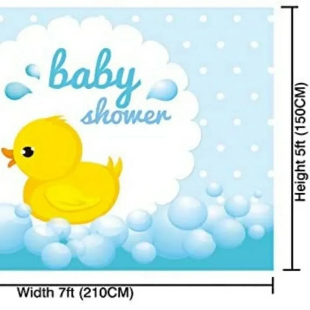 EUC Cute Large Rubber Ducky Baby Shower Party Vinyl Backdrop Banner 7' x 5'